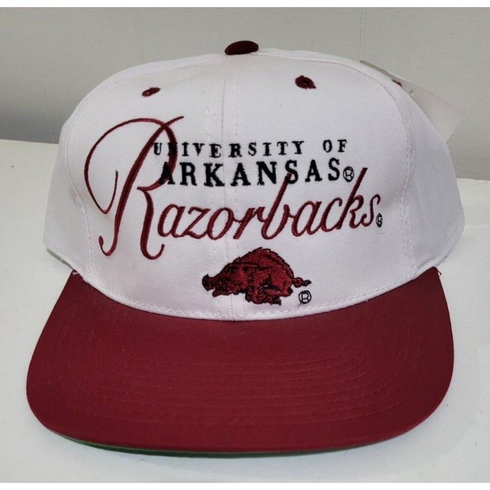 VTG 80s, 90s University Of Arkansas Embroidered Snapback Cap Hat Signatures NWT